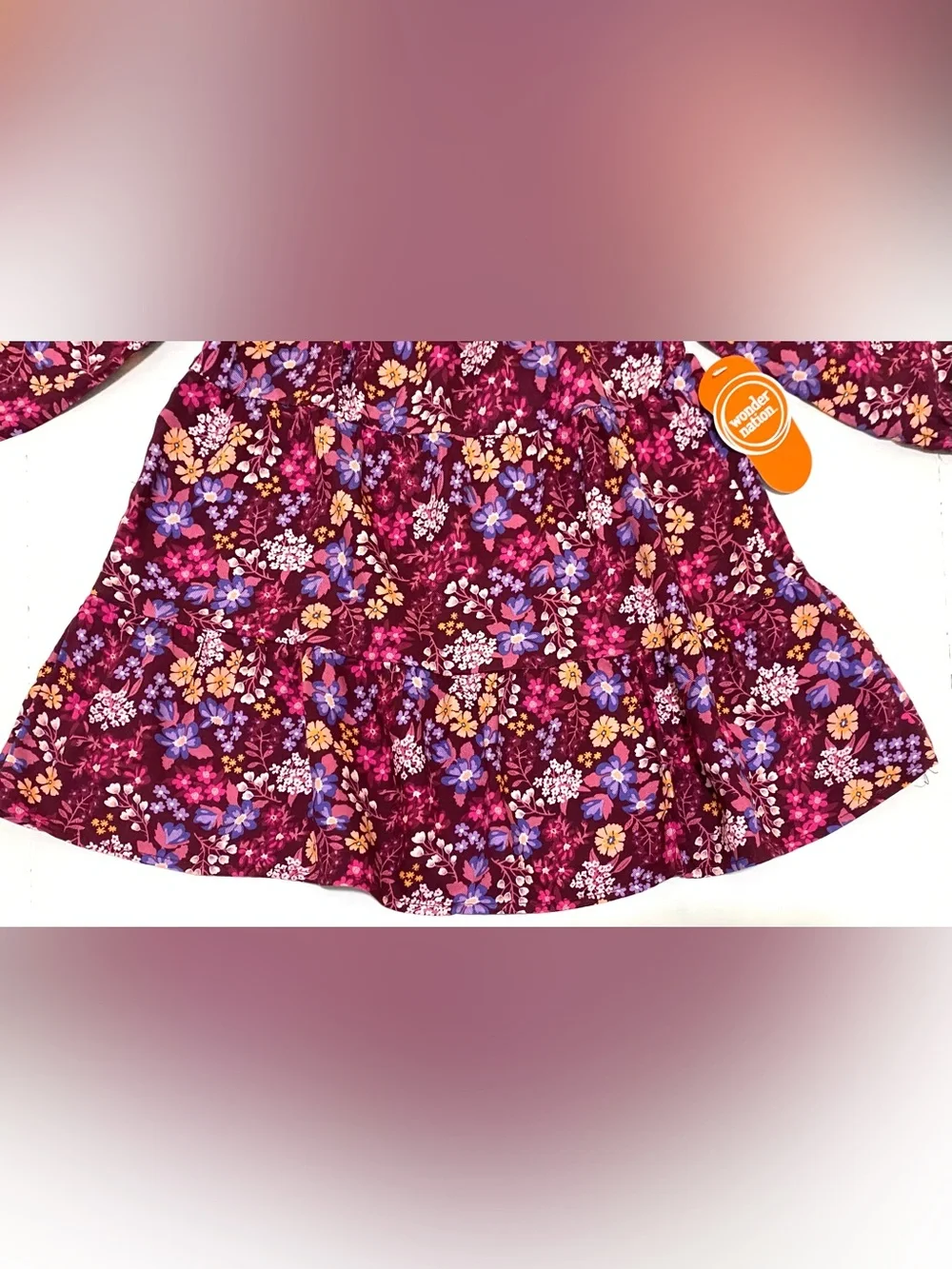 Wonder Nation Girls 2T Purple Floral Play Dress Boho Fall Fairy Cottagecore
